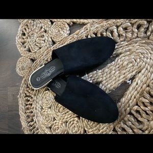 Black Suede Mules - Size 7.